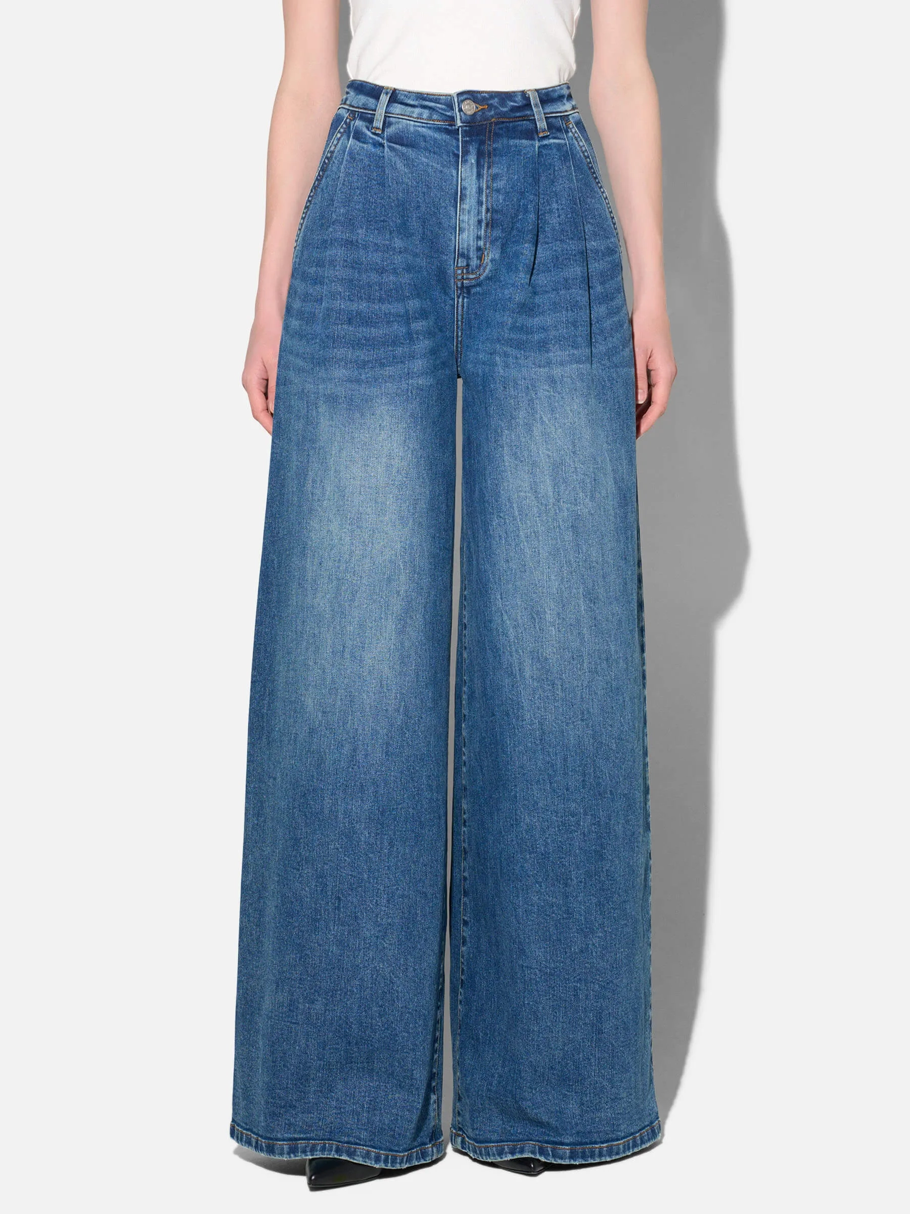 wide leg jeans dames stretch janice