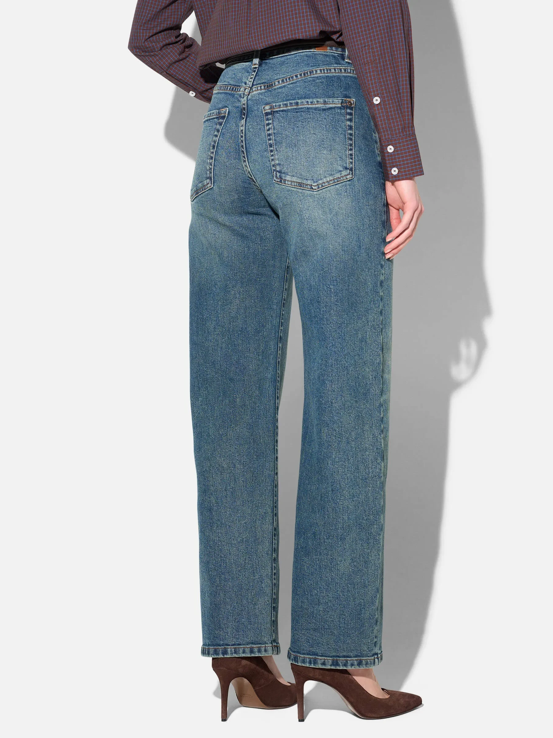 Barrel Jeans Dames Stretch Mid Rise Baxter Blauw 357