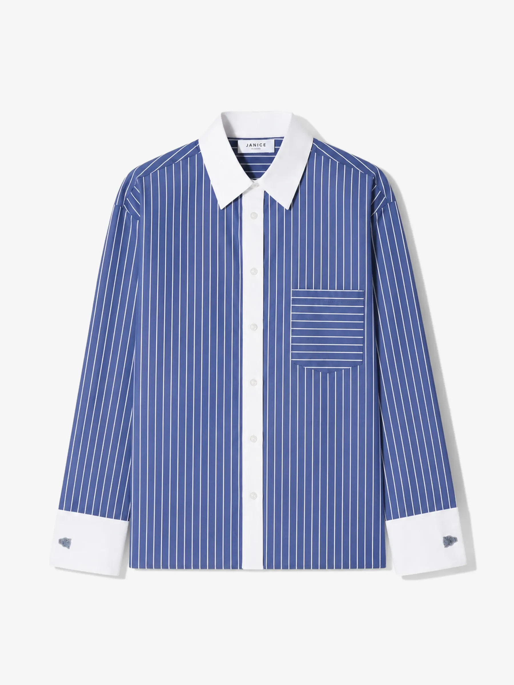 Blauwe Streep Blouse Dames Katoen Boyfriend Russ
