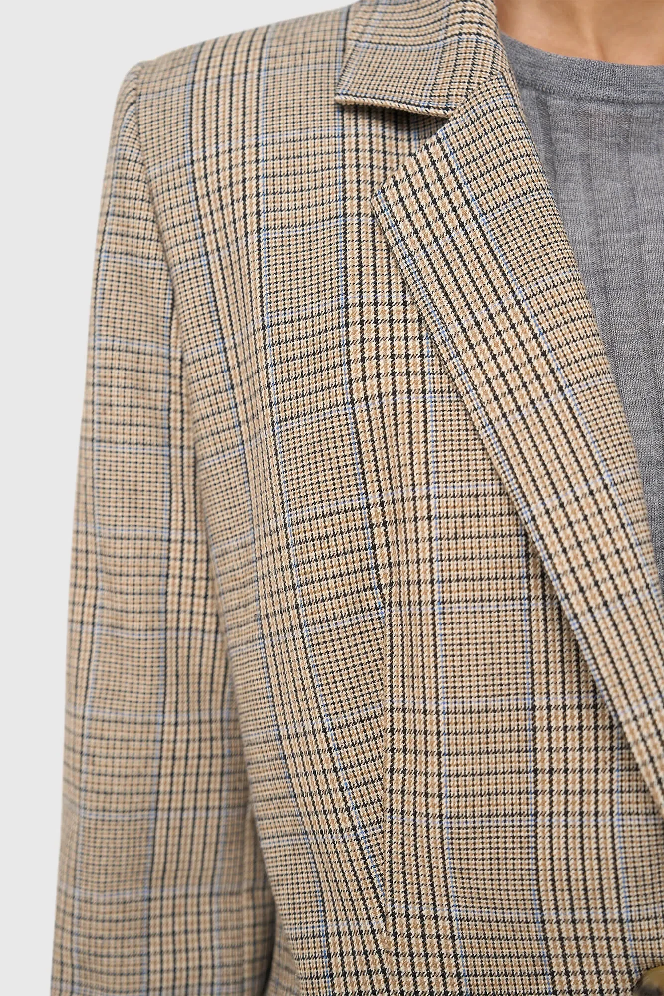 Blazer Dames Kort Ruit Stan Beige