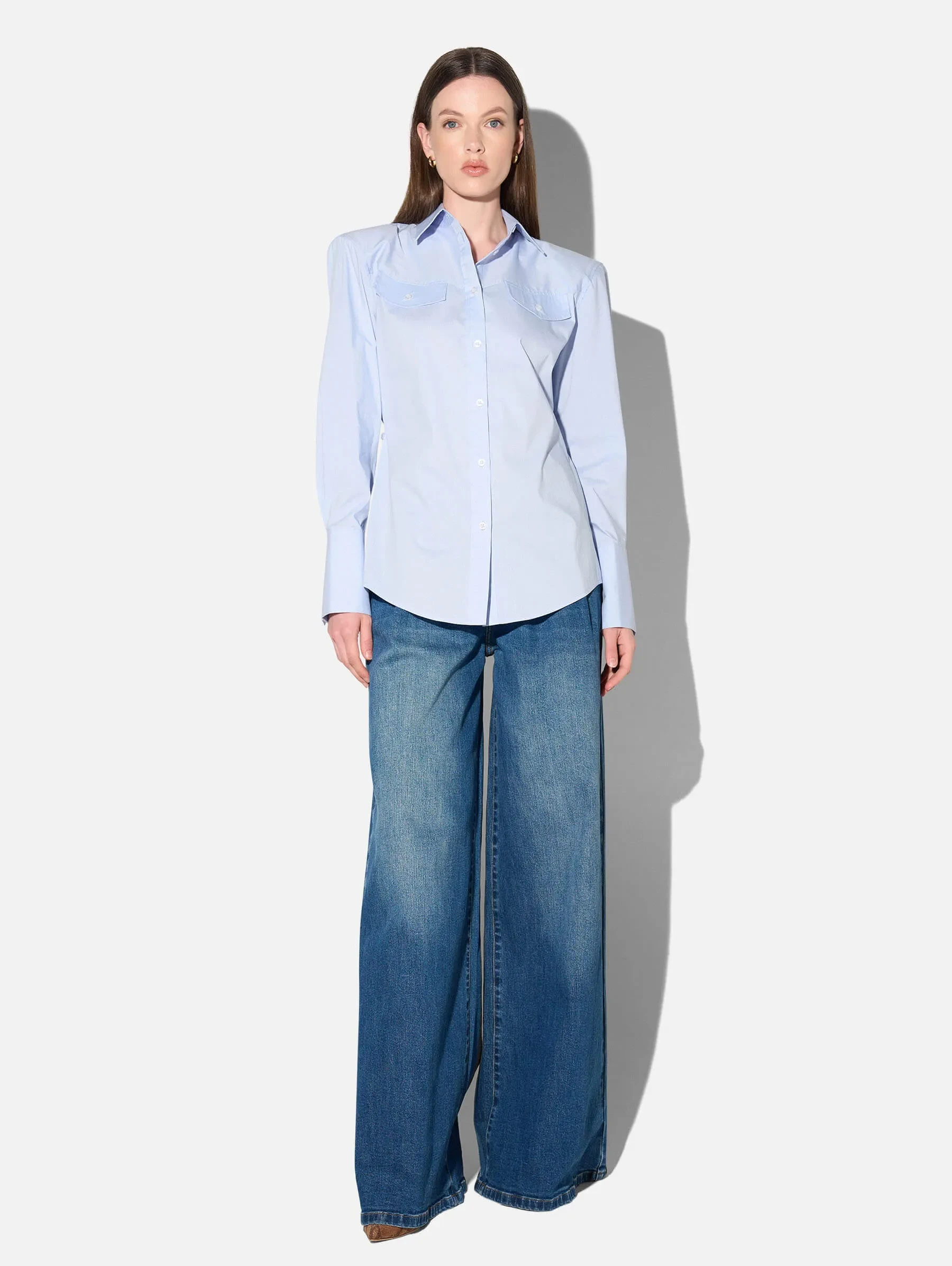 Blouse Dames Katoen Knoopjes Blauw Rix