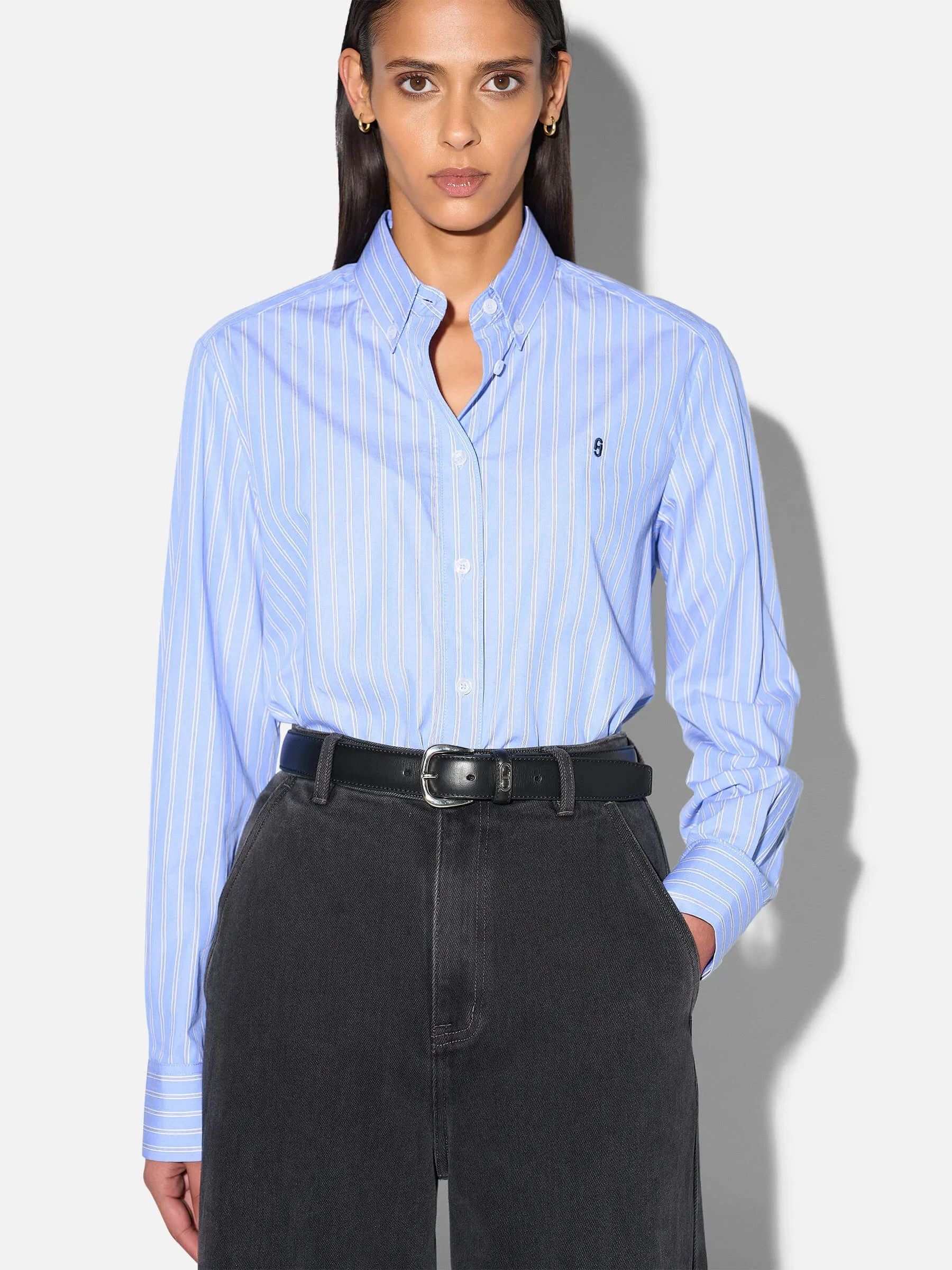 Blouse Dames Katoen Strepen Clint Blauw