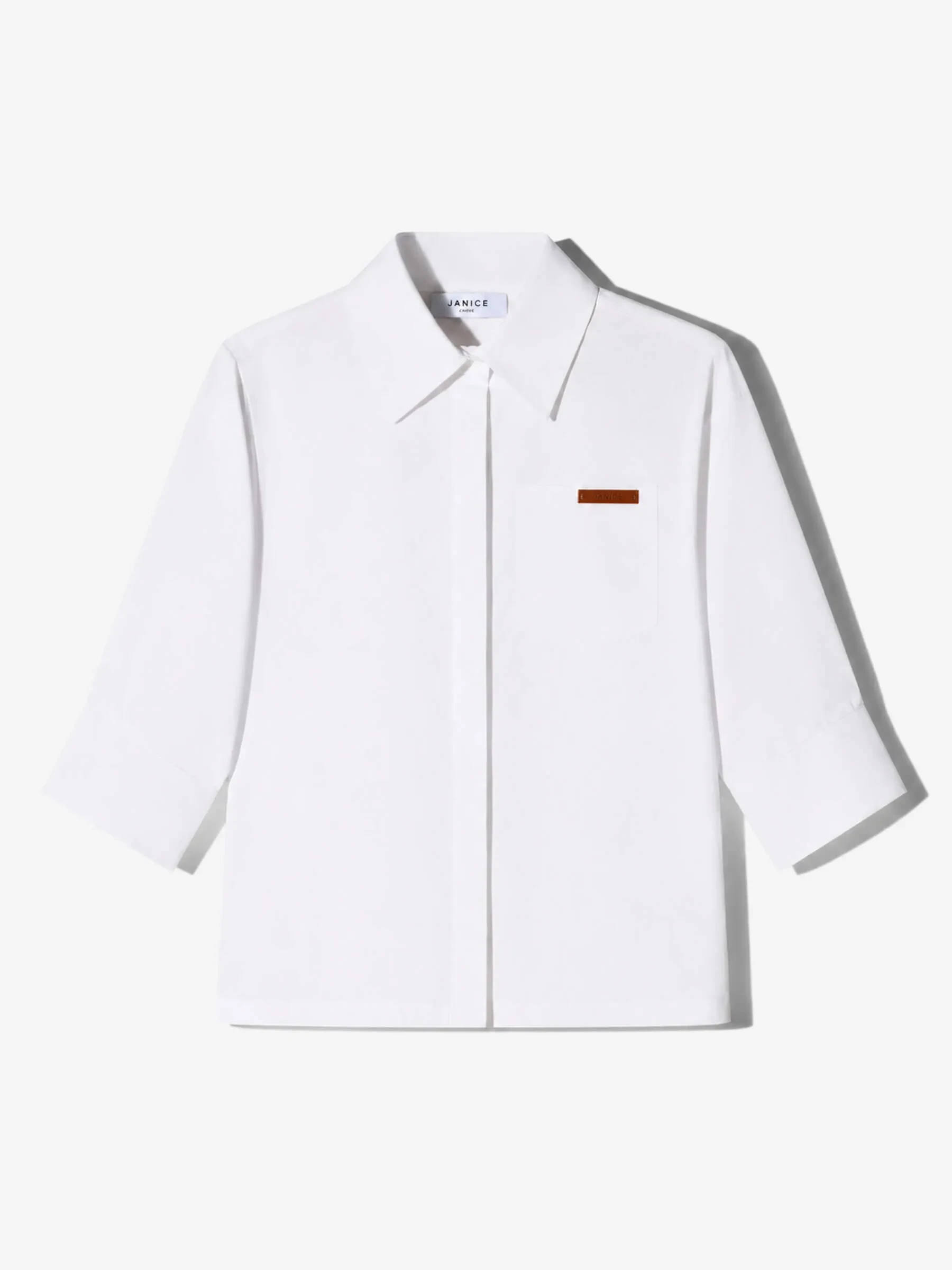 Blouse Dames Korte Mouw Katoen Wit Seattle