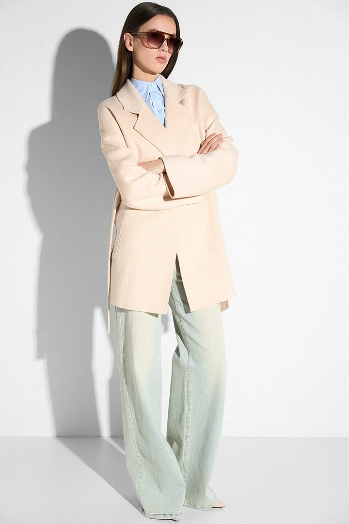 Cashmere Dames Jas Double Face Calvin Peach