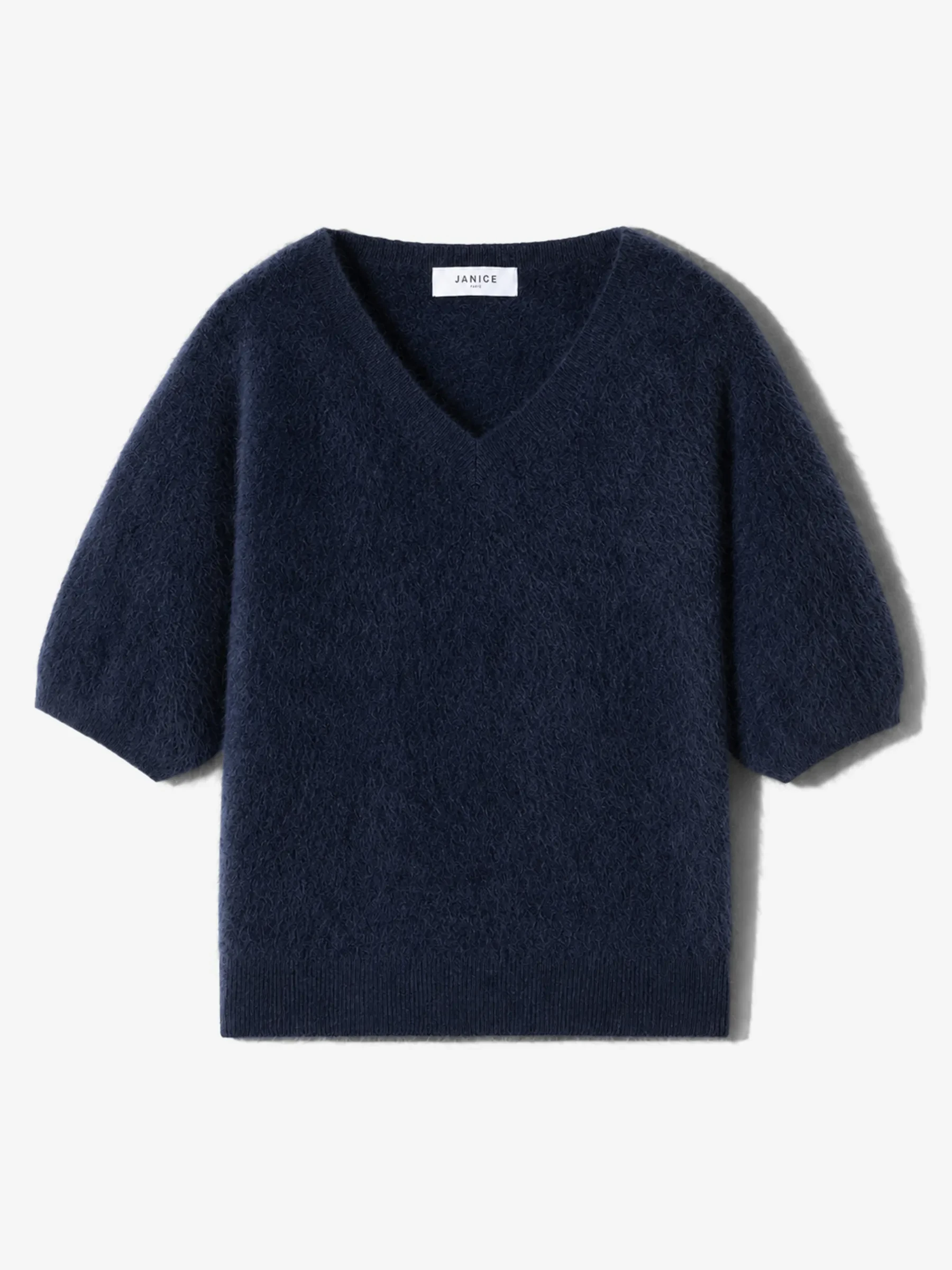 Brushed Cashmere Dames Trui V Hals Romeo Blauw