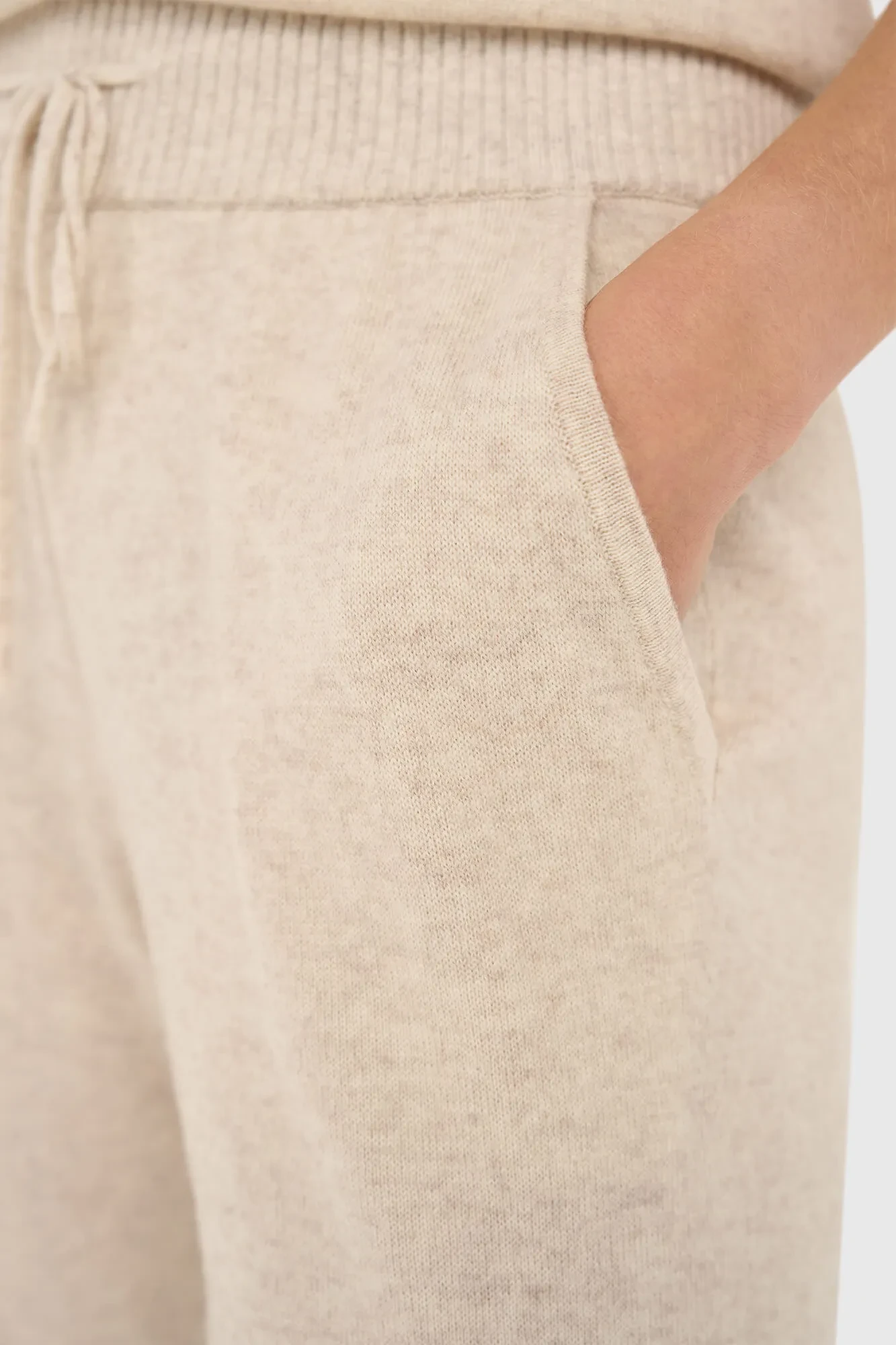 Cashmere Broek Wijde Pijp Dames Eldon Beige