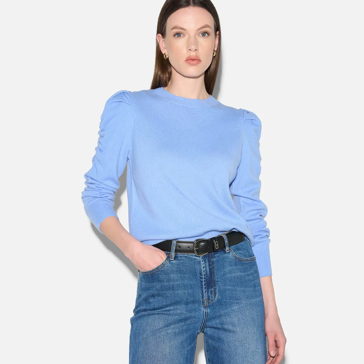 Cashmere Dames Trui Pofmouw Mave Licht Blauw
