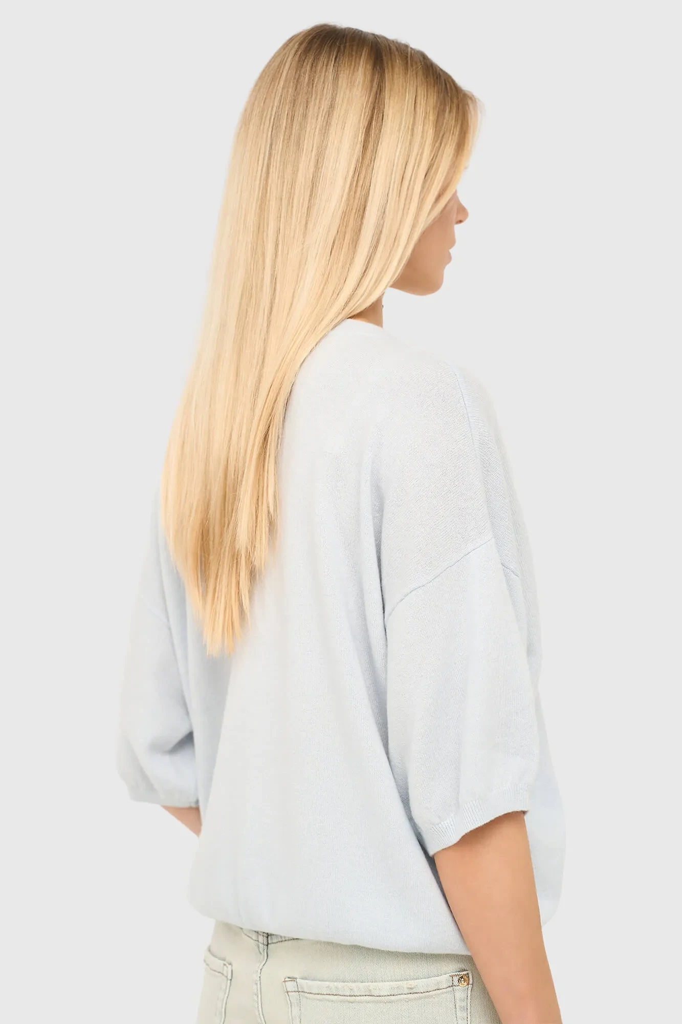 Cashmere Dames Trui V Hals Romeo Licht Blauw