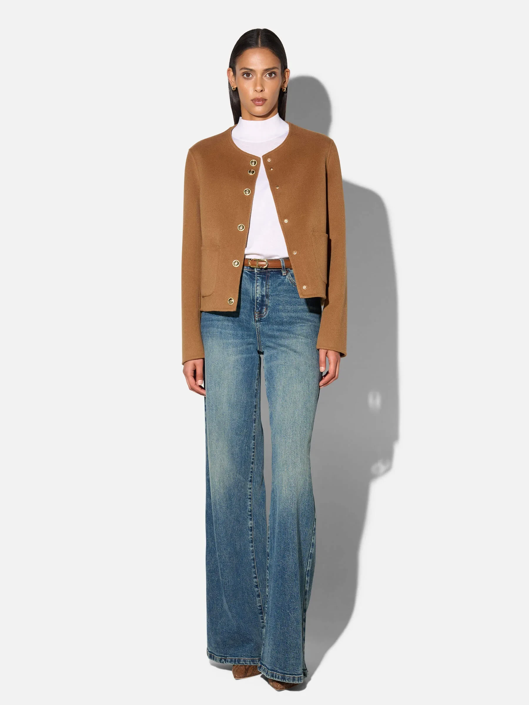 Cashmere Jack Dames Kort Vince Double Face Cognac