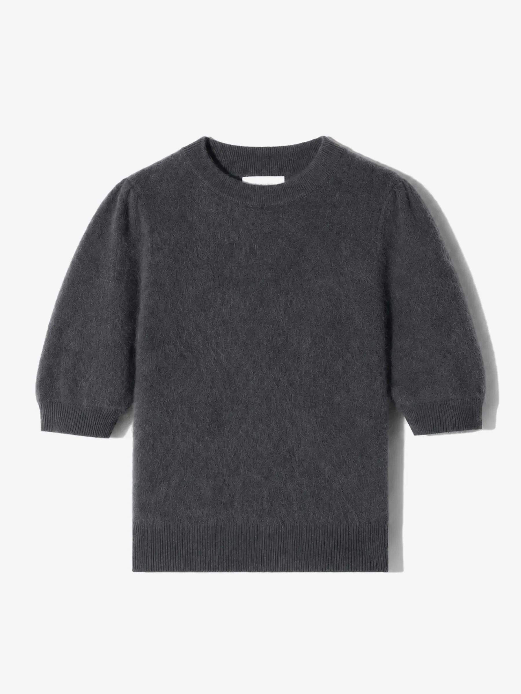 Dames Trui Ronde Hals Pofmouw Gebrushed Merino Wol Peyton Grijs