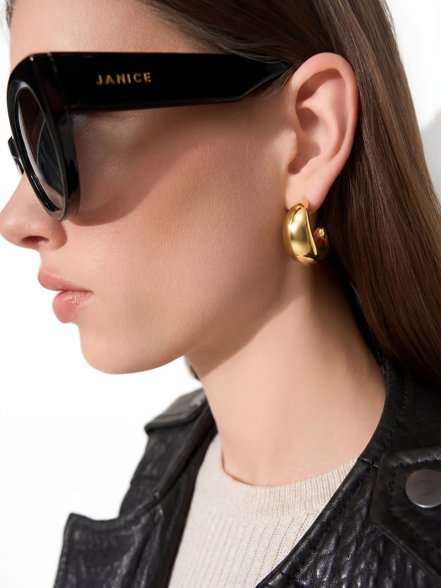 Gouden Oorbellen Creolen Chunky Drops Fargo Large