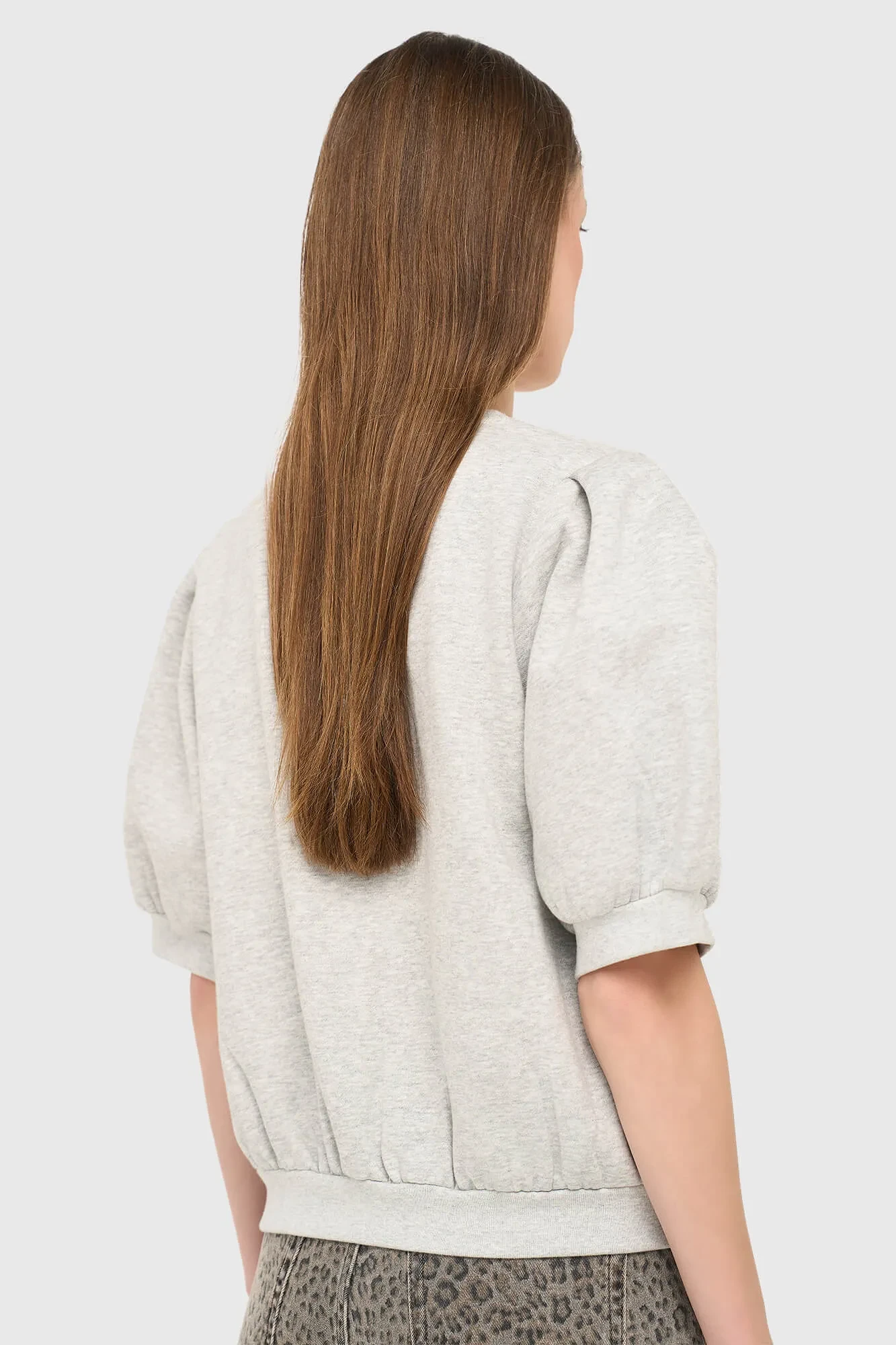 Grijze Dames Sweater Pof Mouw Katoen Corey