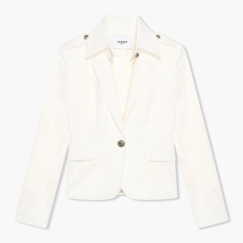 Offwhite Getailleerde Blazer Kort Harris