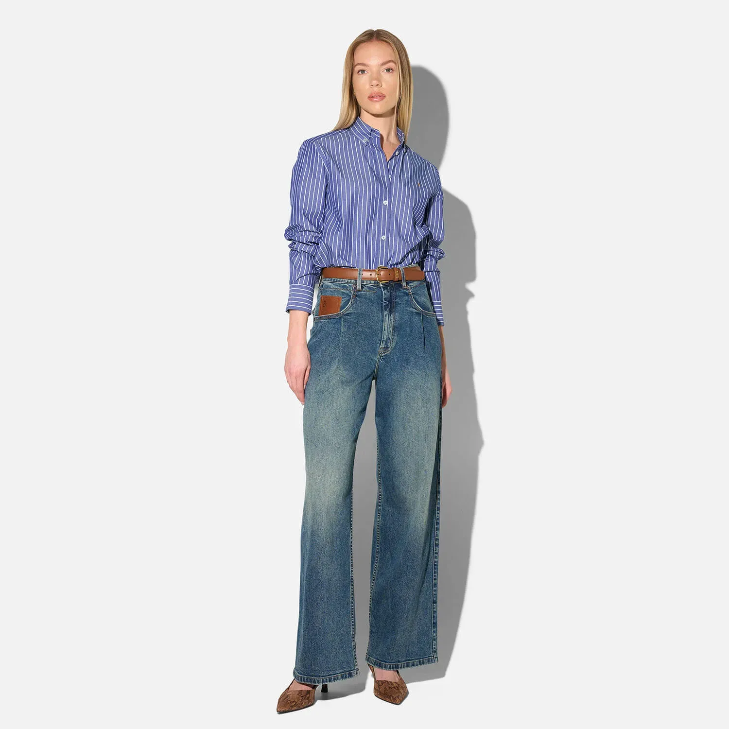 Jeans Dames Barrel Stretch Denim Drew Blauw 357