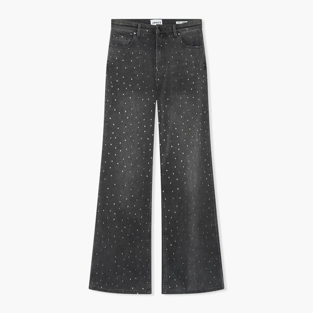 Jeans Dames Wijde Pijp Steentjes Jason Grijs 415