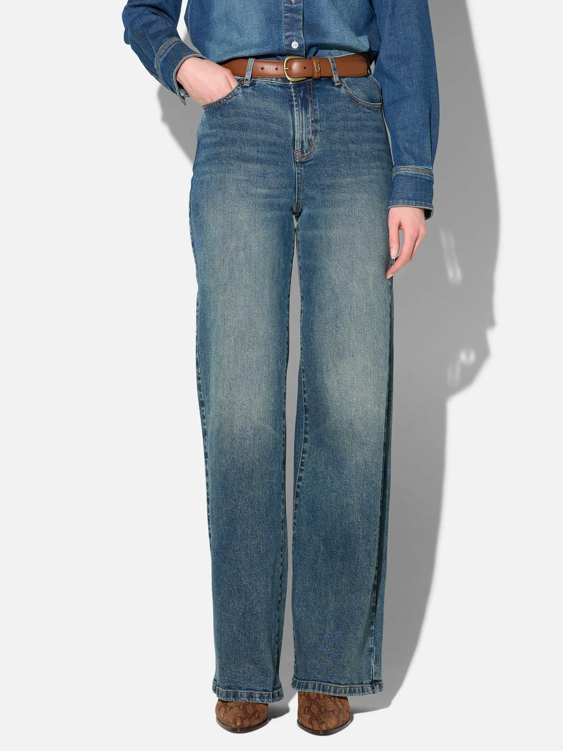 Jeans Dames Rechte Pijp Mid Rise Stretch Luxx Blauw 357