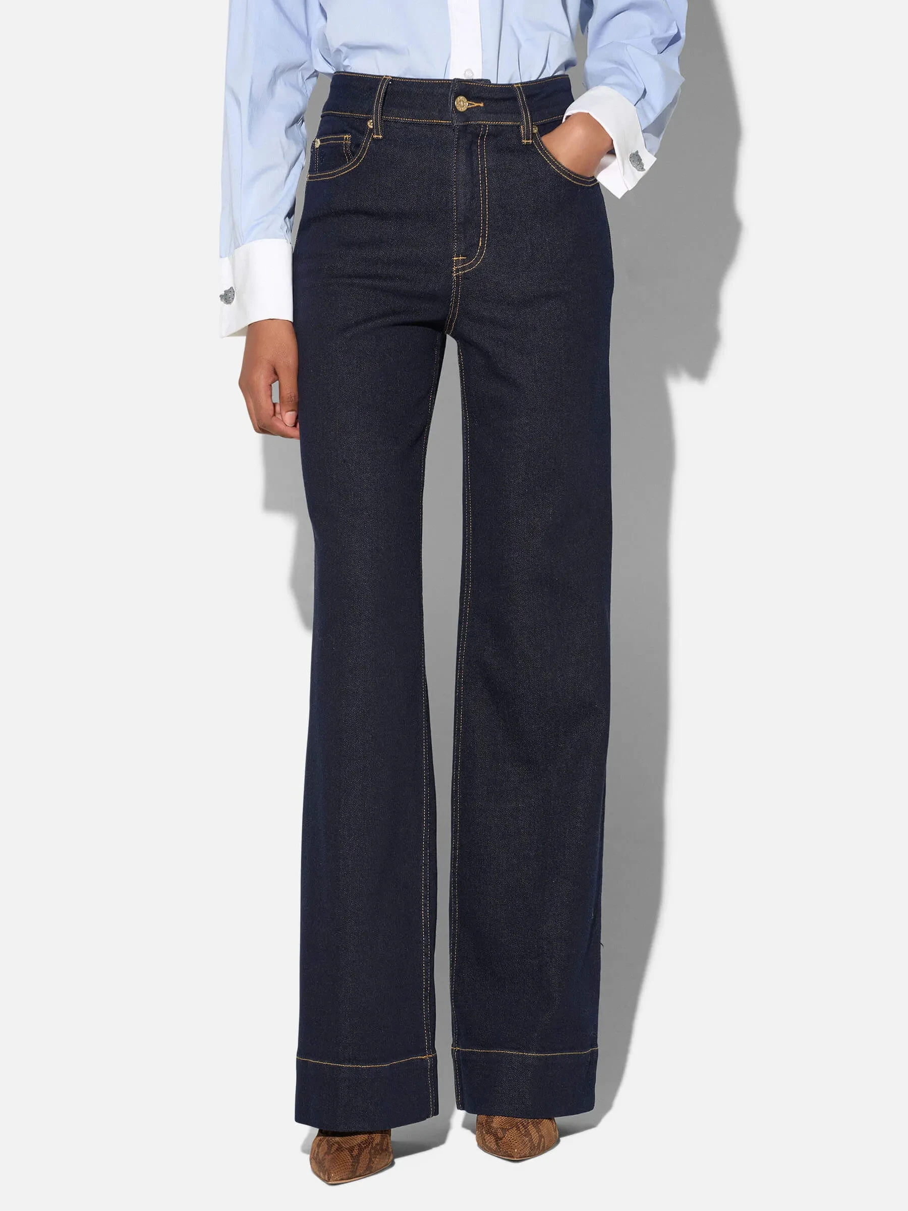 Jeans Dames Stretch 5 Pocket Mid Rise Trey Japans Denim