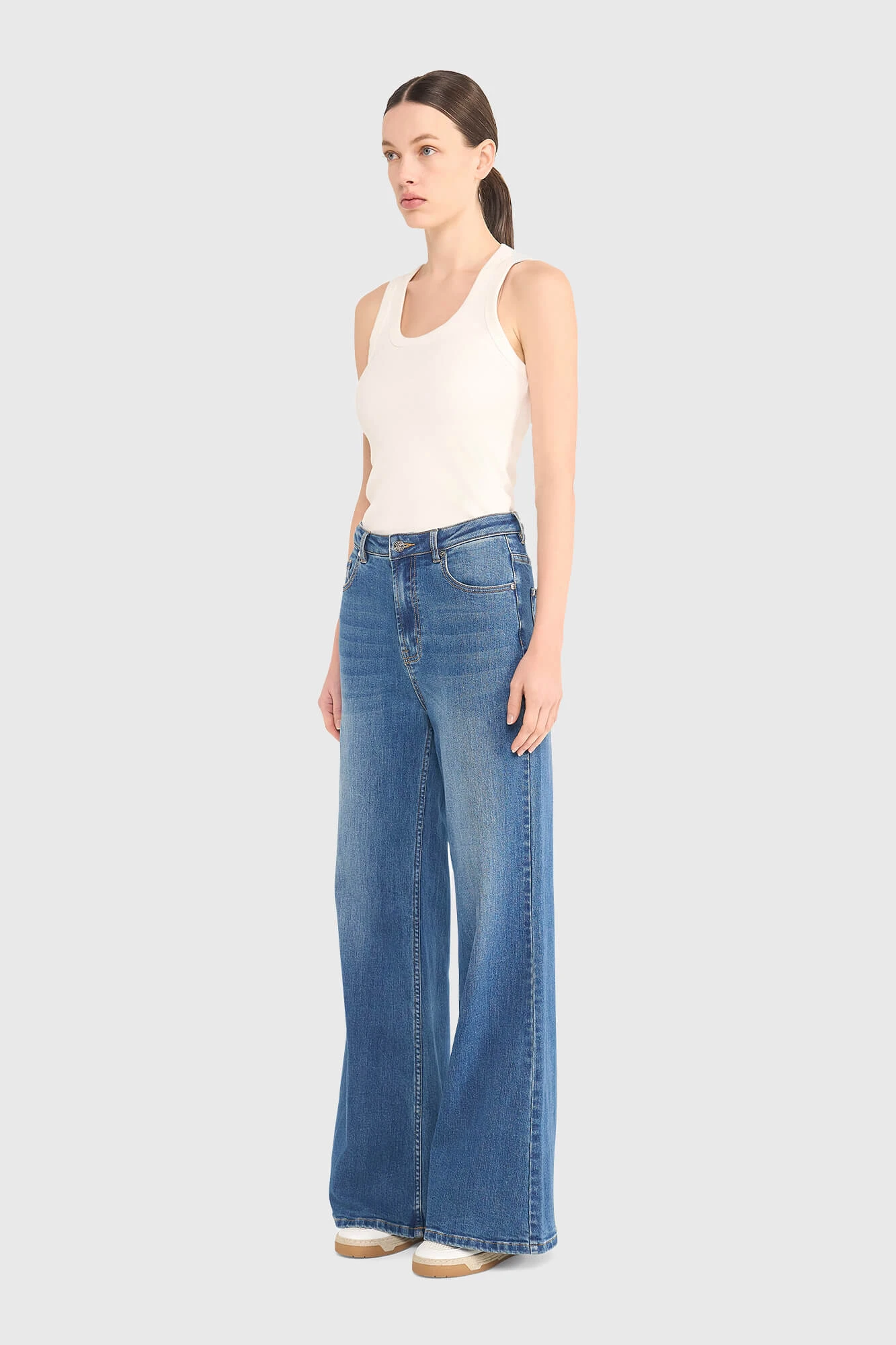 High Rise Wijde Leg Jeans Mason Blauw 111