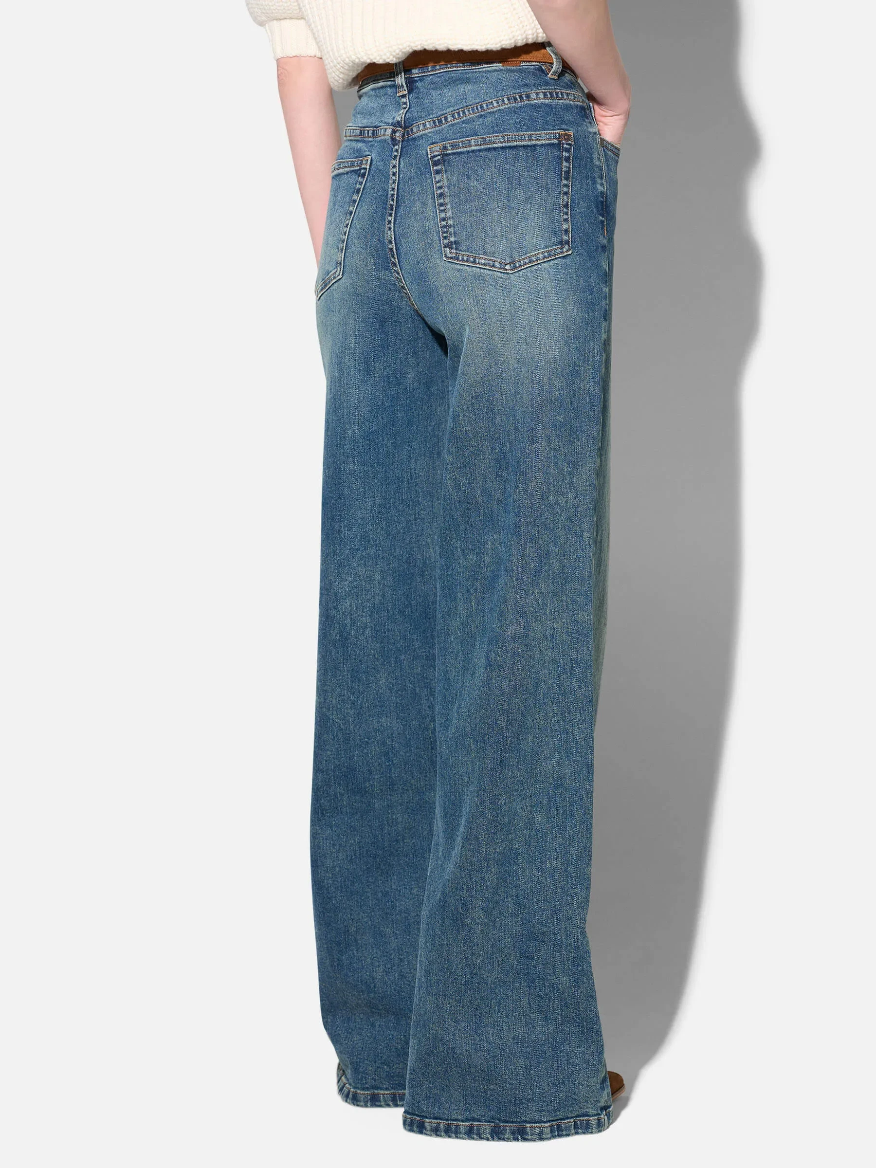 Jeans Dames Wide Leg High Rise Stretch Mason Blauw 357