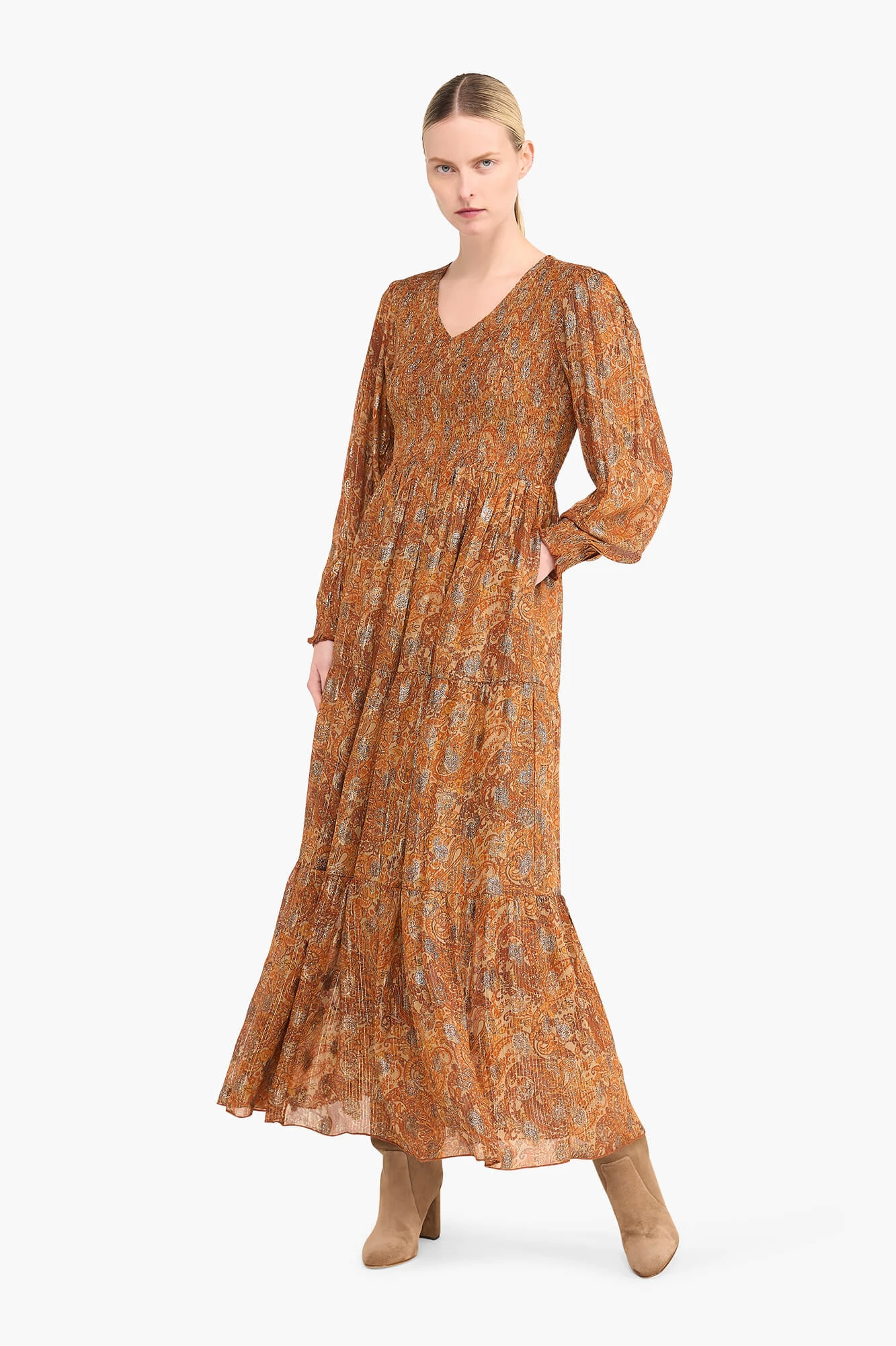 Jurk Lang Lurex Smog Finn Paisley