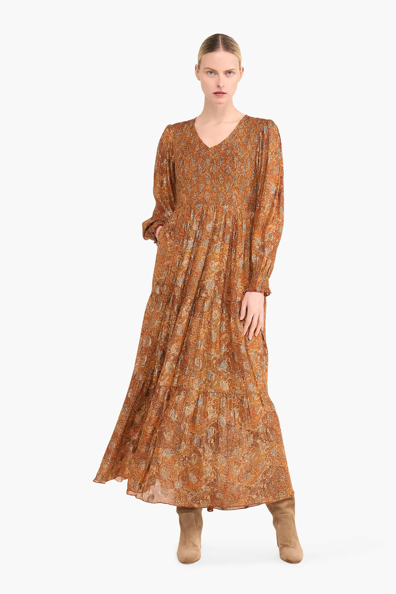 Jurk Lang Lurex Smog Finn Paisley