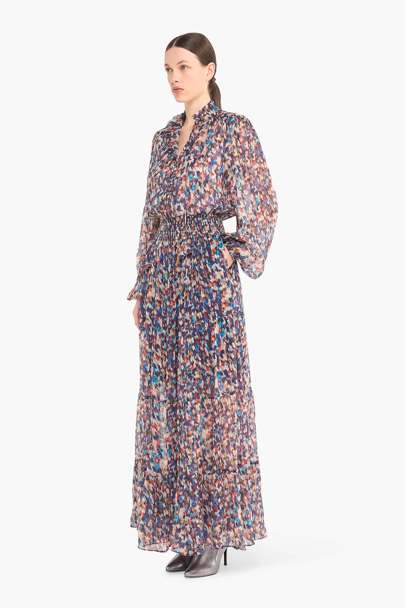 Jurk Lang Print Elastiek Walter Blauw