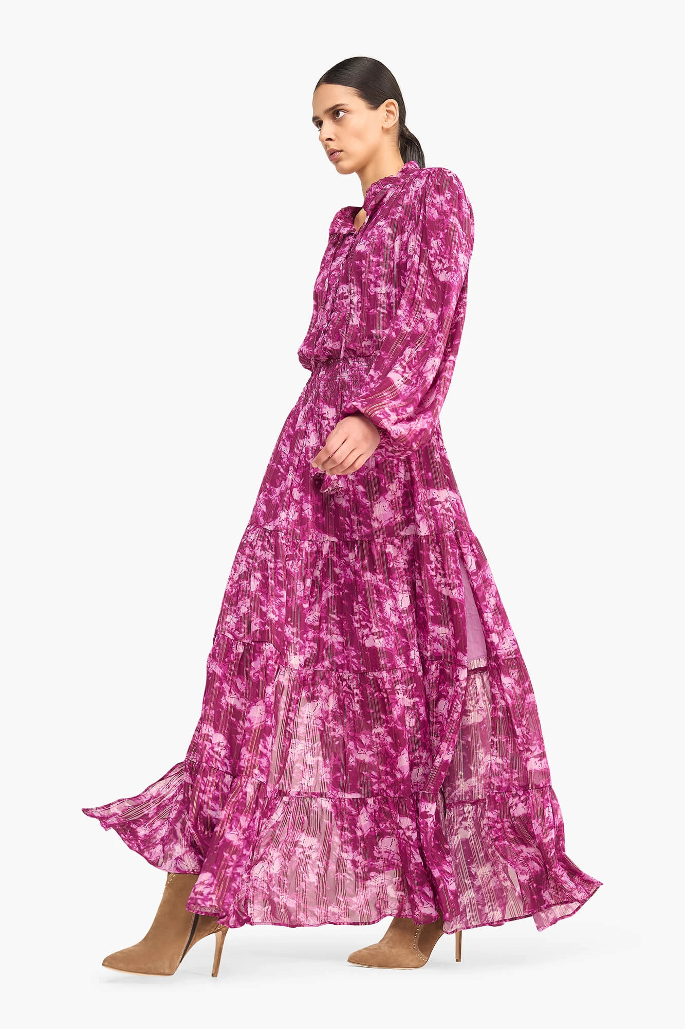 Jurk Lang Print Lurex Walter Paars