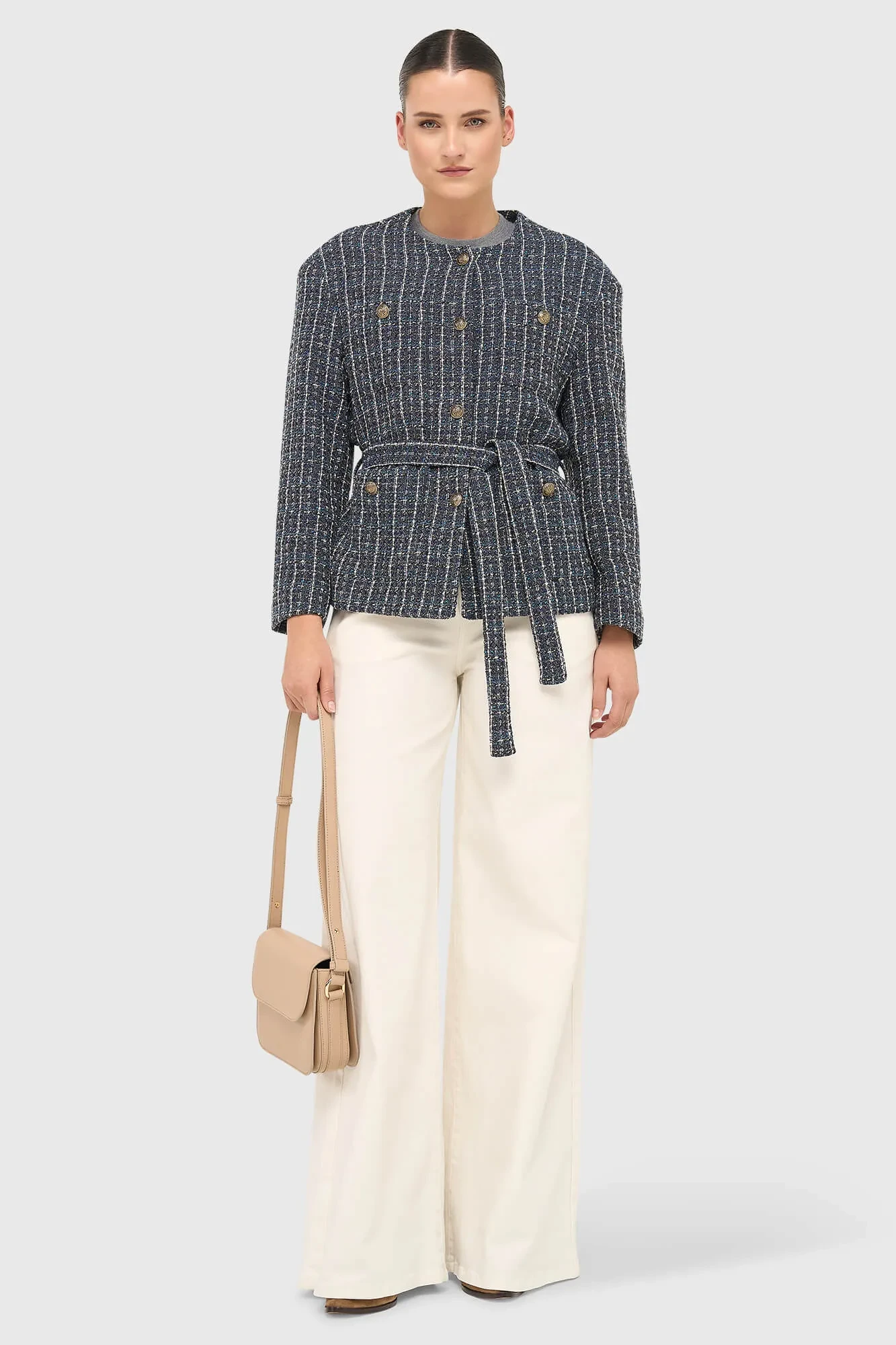 Kimono Jas Dames Tweed Blauw Harley
