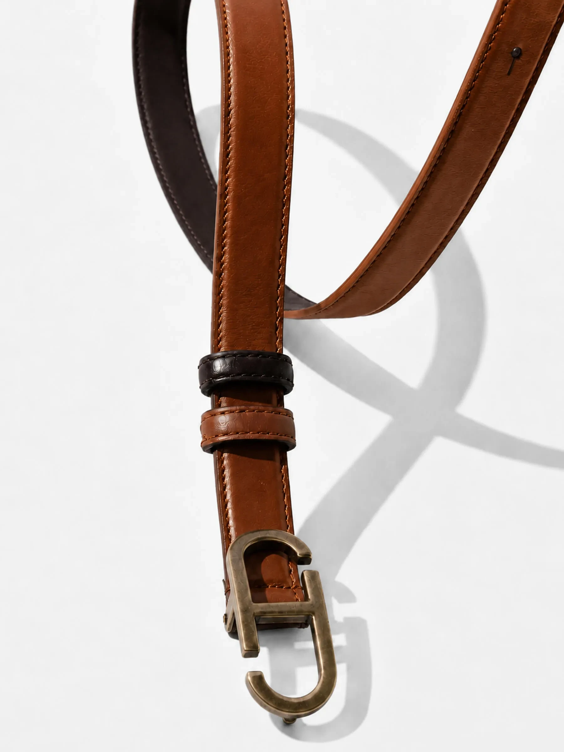 Leren Dames Riem Reversible Brass Trophy Tabacco Bruin