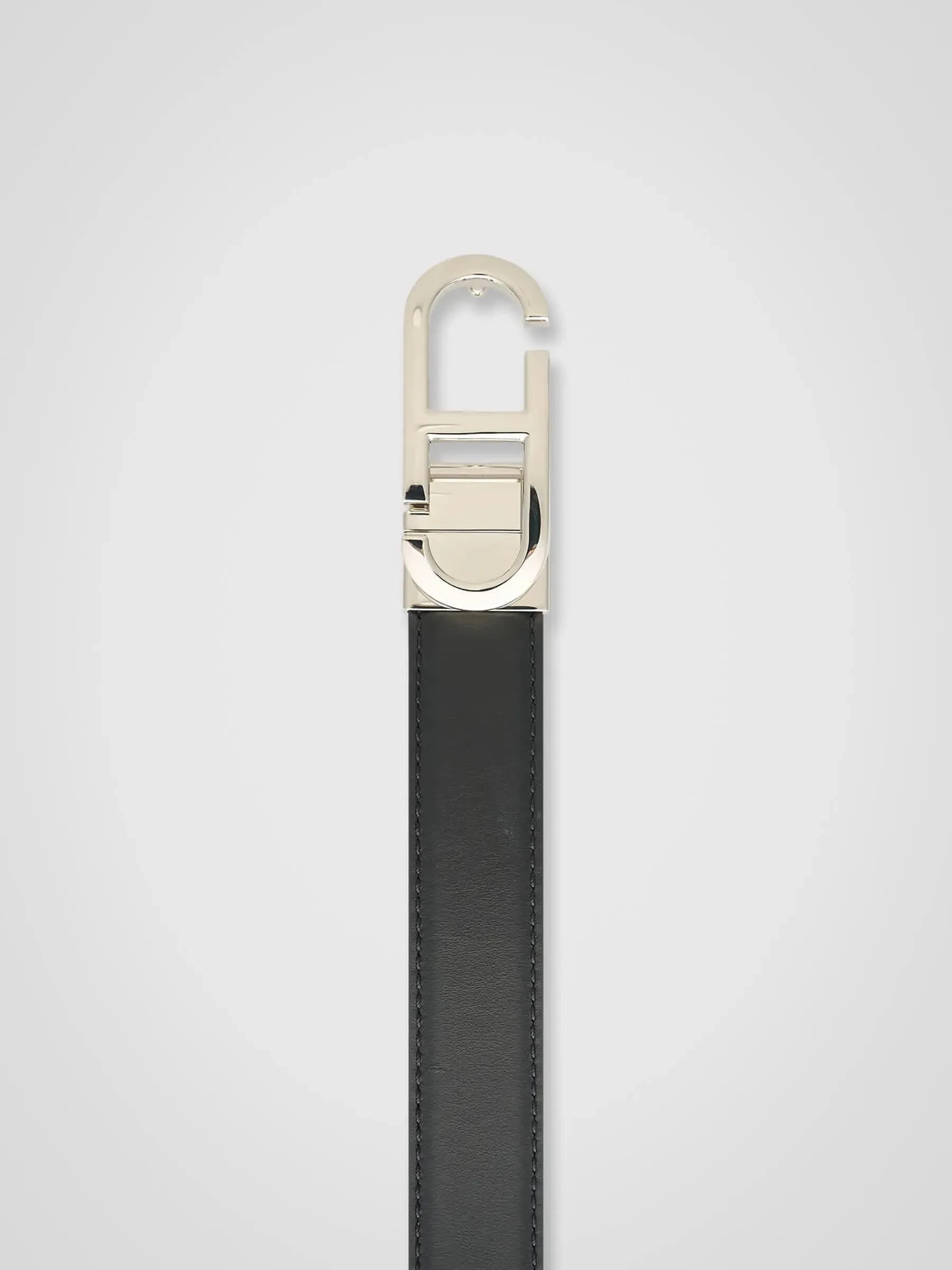 Leren Dames Riem Reversible Zwart Bruin Zilver Trophy Buckle