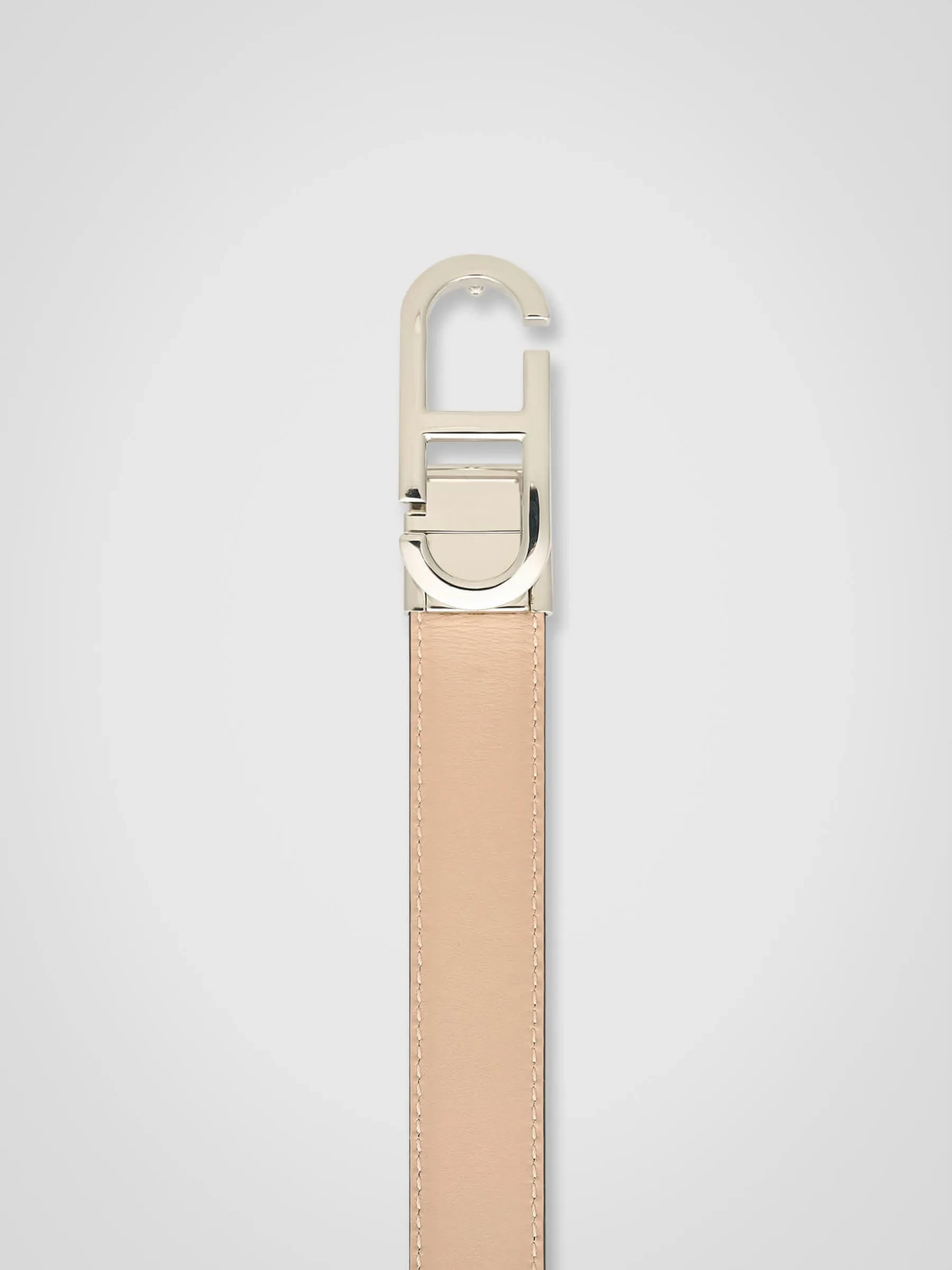 Leren Dames Riem Reversible Zwart Taupe Zilver Trophy Buckle