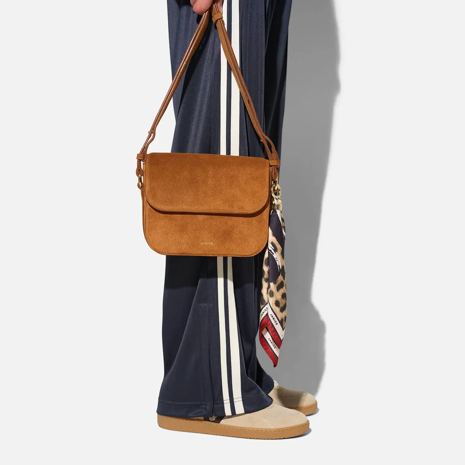 Leren Dames Tas Elias Cognac Suede