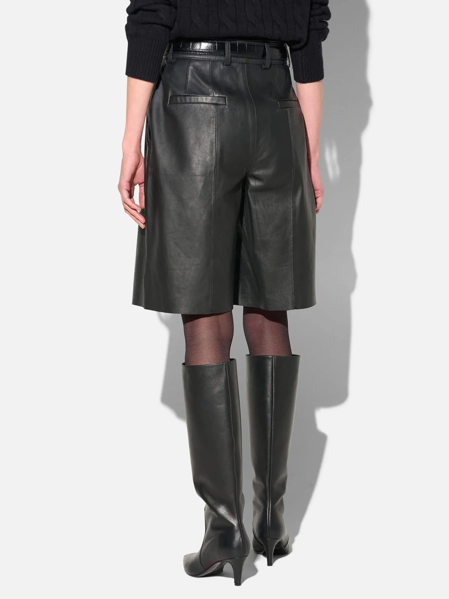 Leren Short Dames Steekzakken Lou Zwart