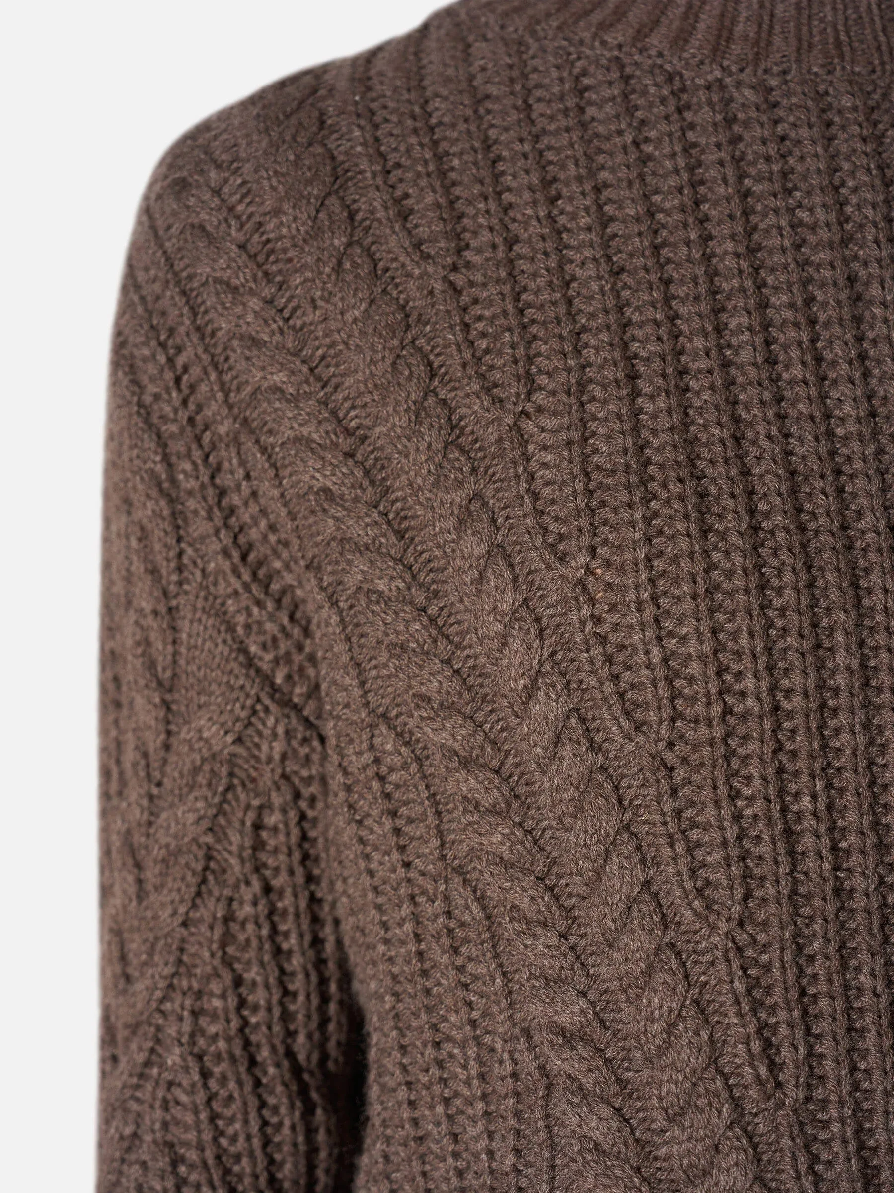 Merino Wollen Kabel Trui Brexton Bruin