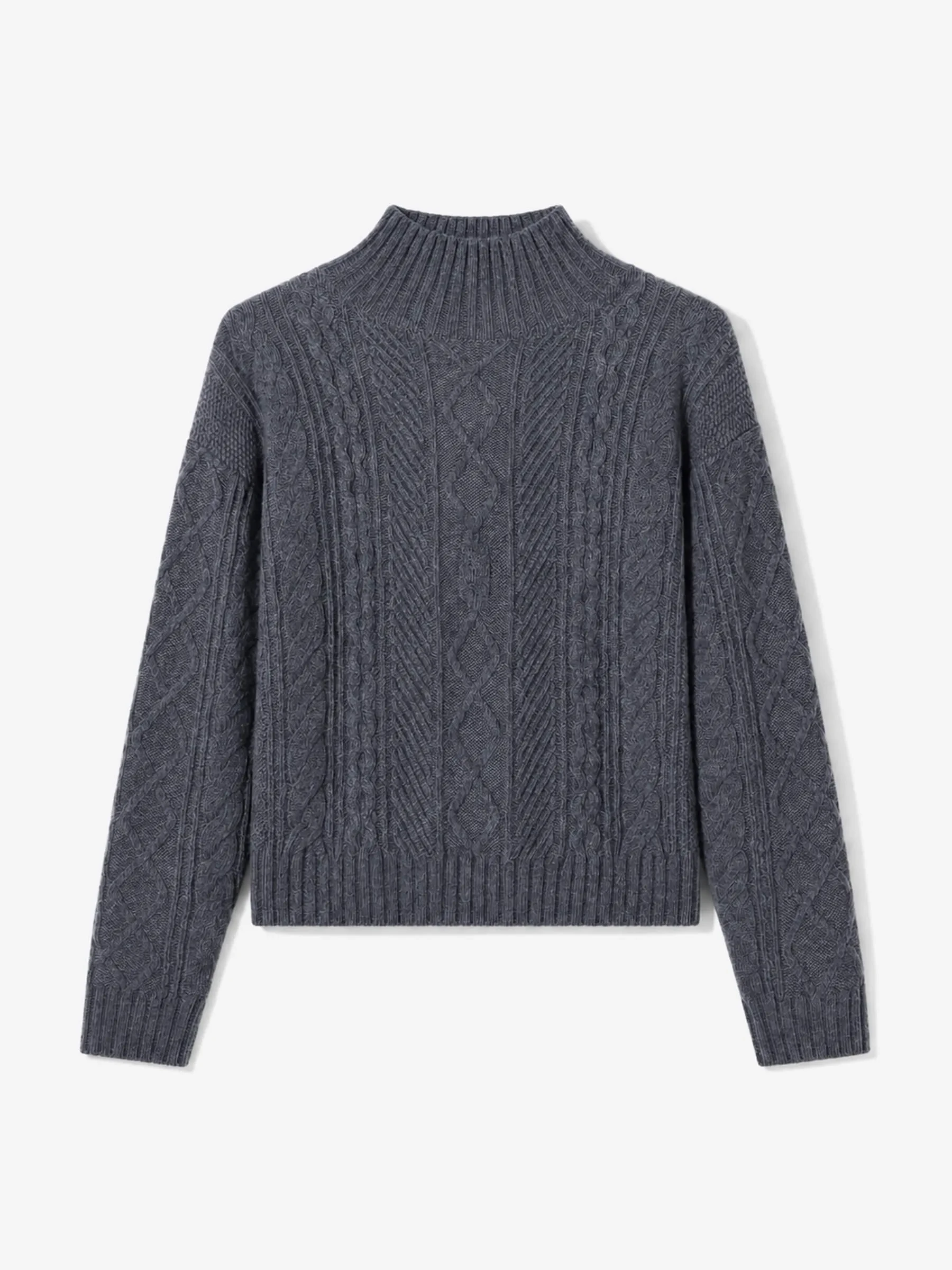 Merino Wollen Kabel Trui Oreon Grijs