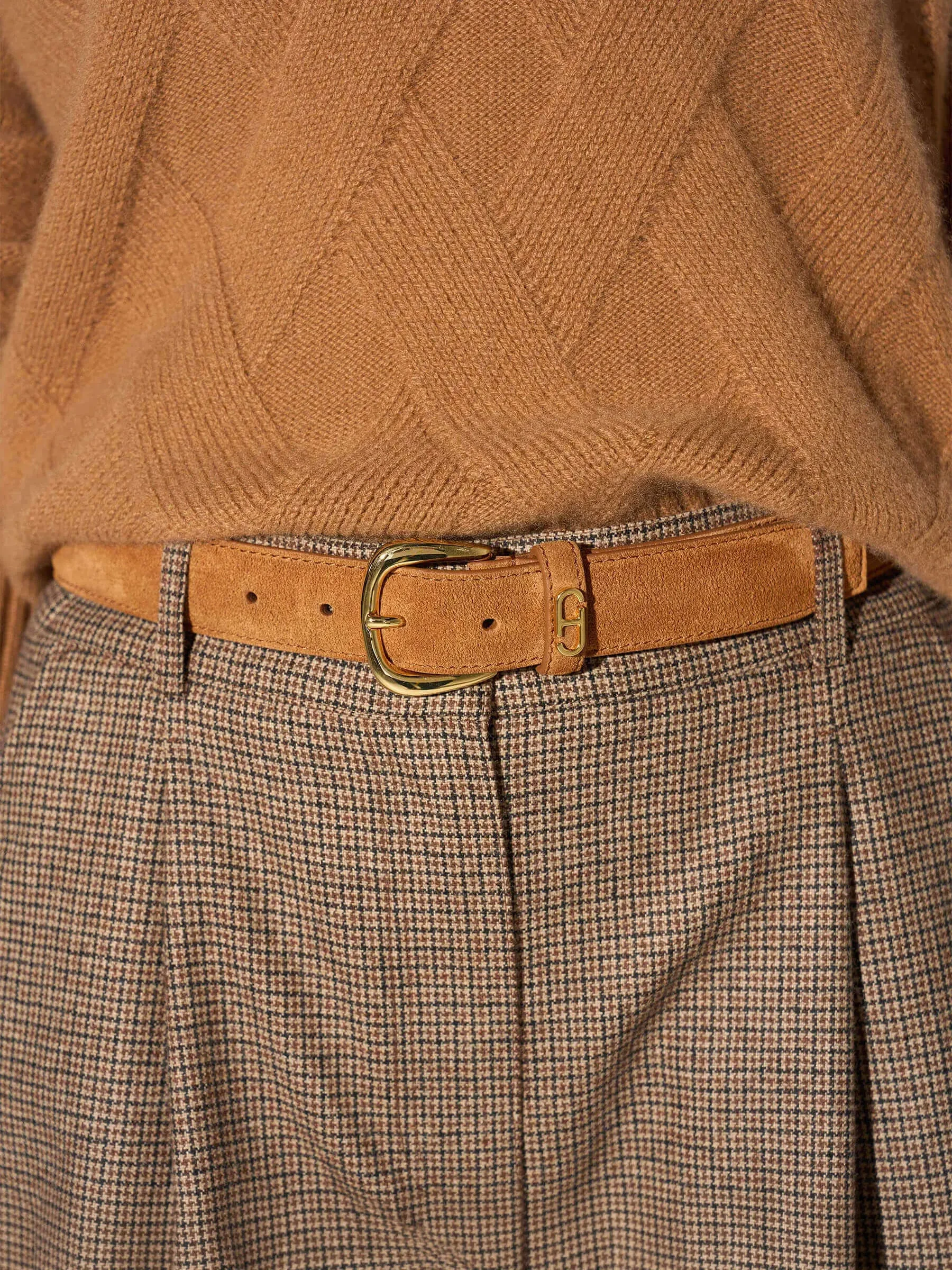 Riem Leer Dames Cognac Malone Goud Suede