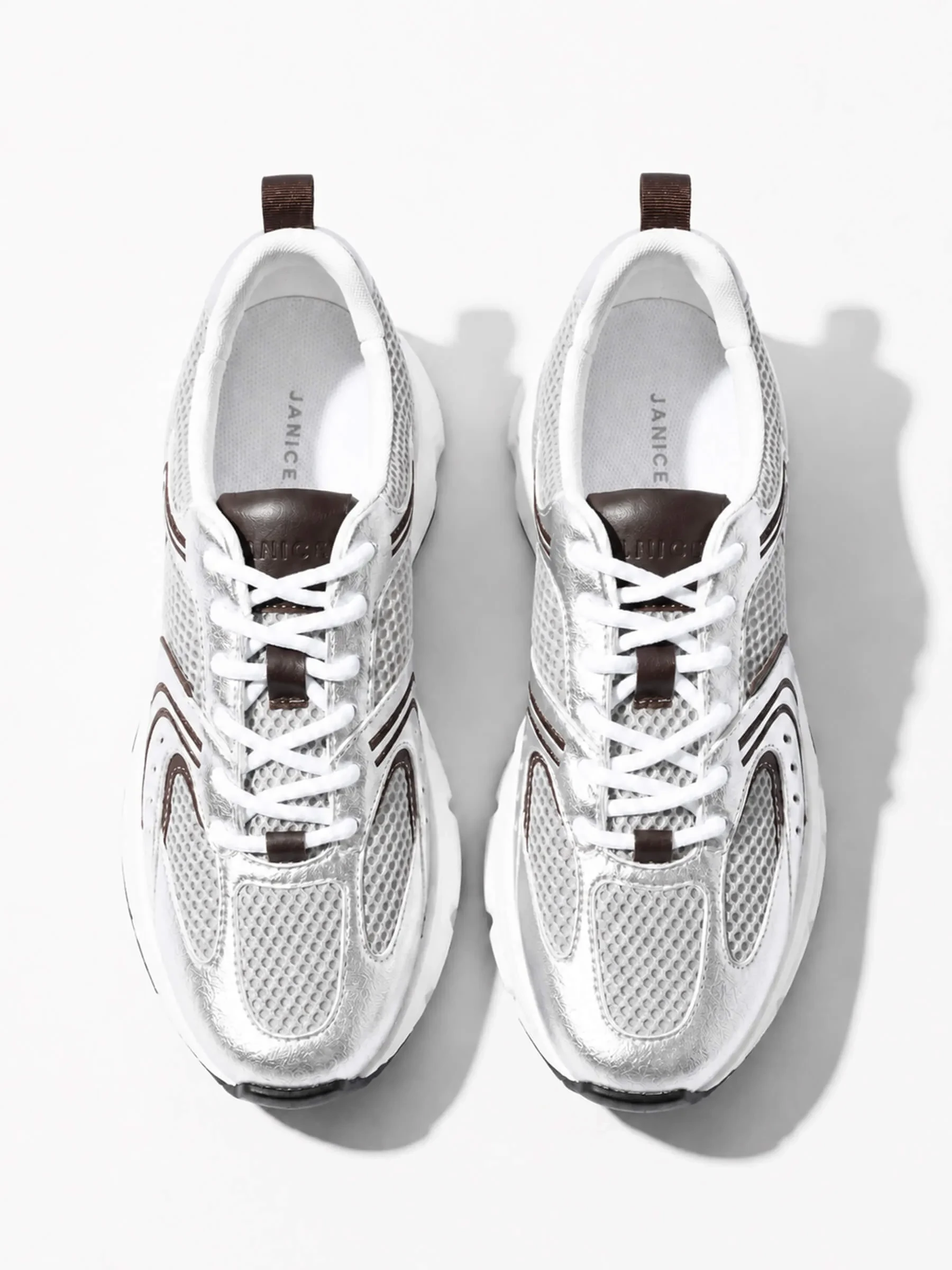 Runner Sneakers Dames Bolt Bruin Zilver 559