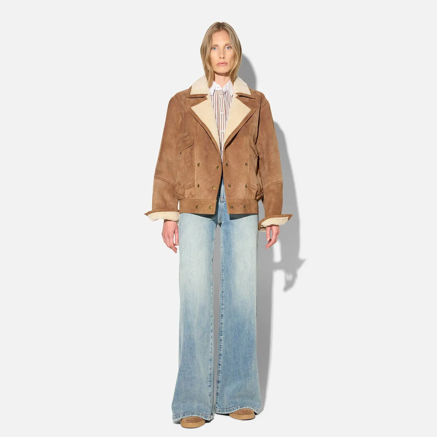 Suede Dames Lammy Vintage Pilot Cognac