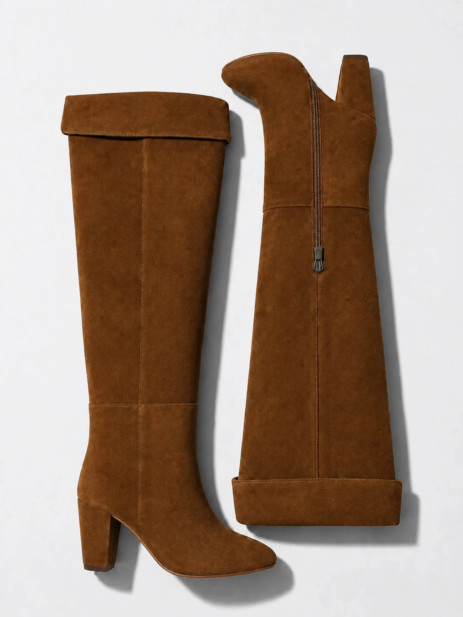 Suede Overknee Laarzen Cody Cognac