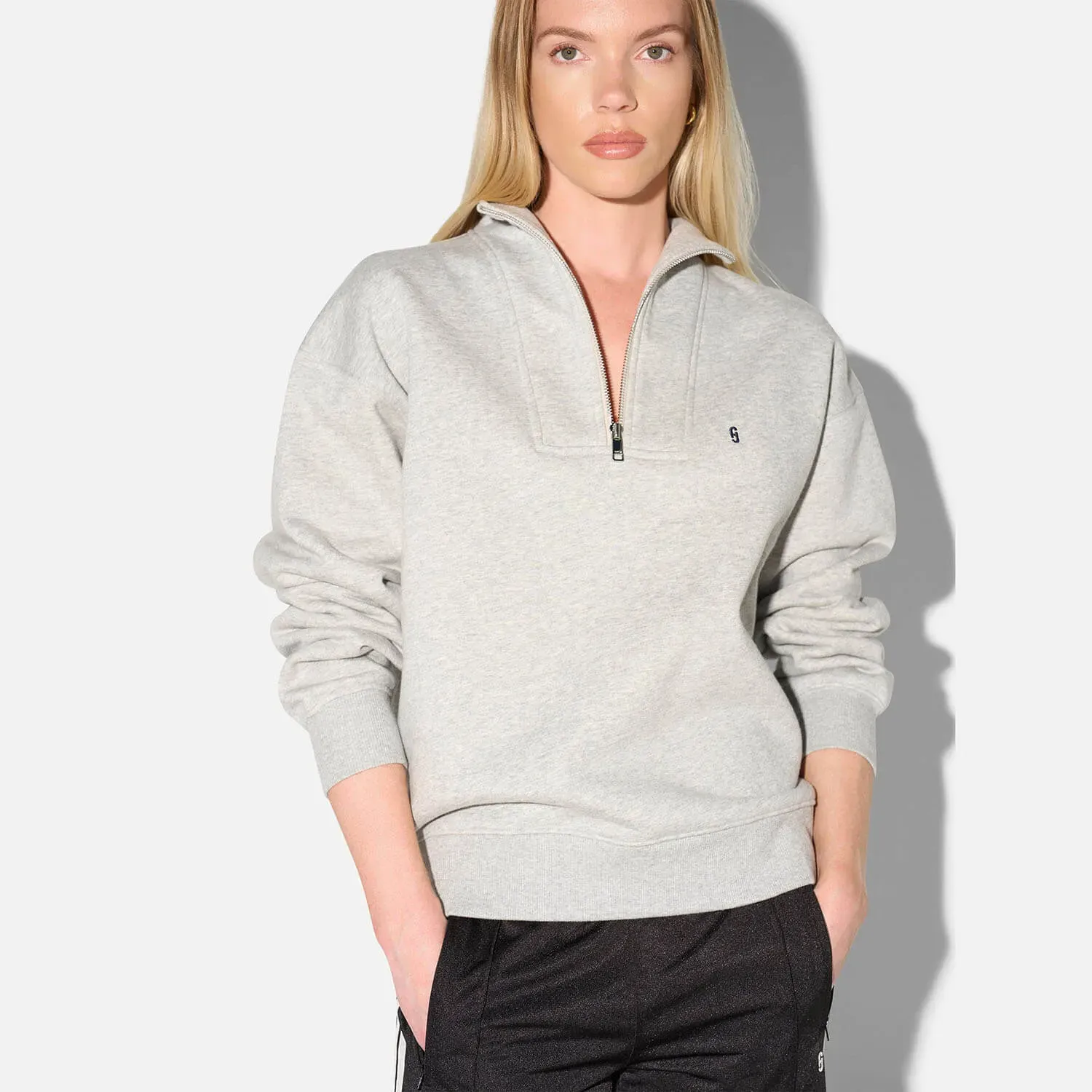 Sweater Dames Rits Casper Licht Grijs