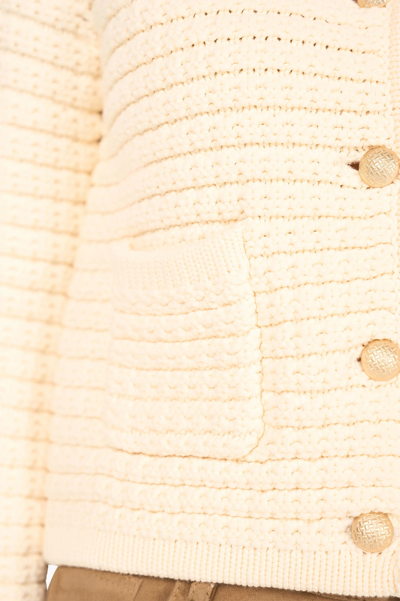 Vest Gebreid Katoen Knopen Jimm Room Wit