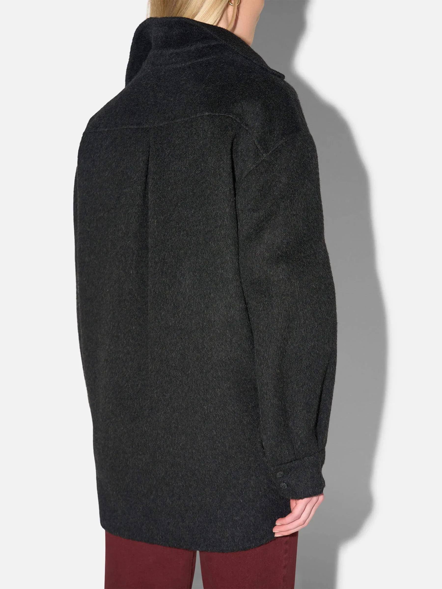 Wollen Dames Blouse Jas Shane Zwart