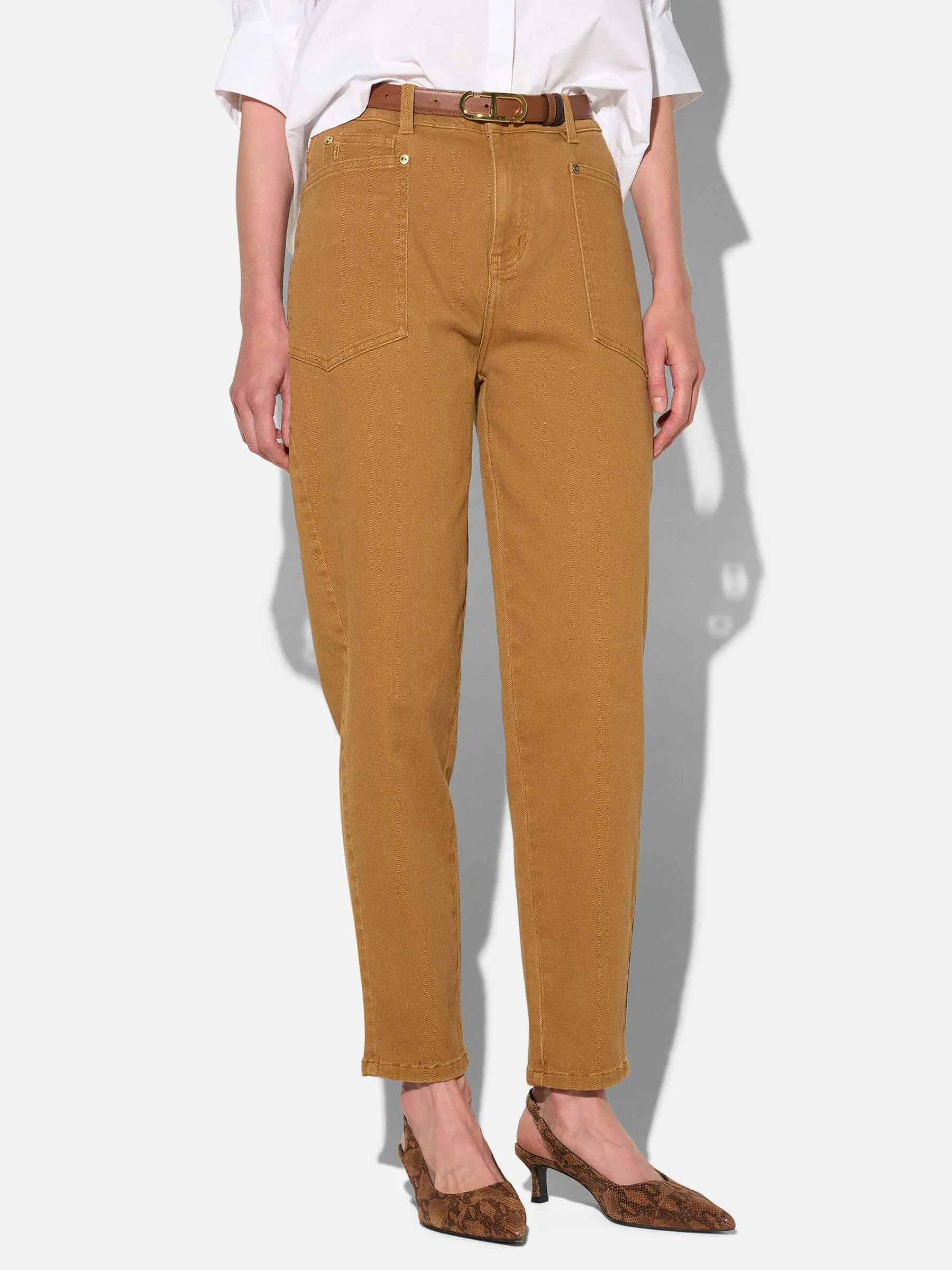 Worker Jeans Dames Barrel Fit Stretch Mid Rise Morrison Cognac